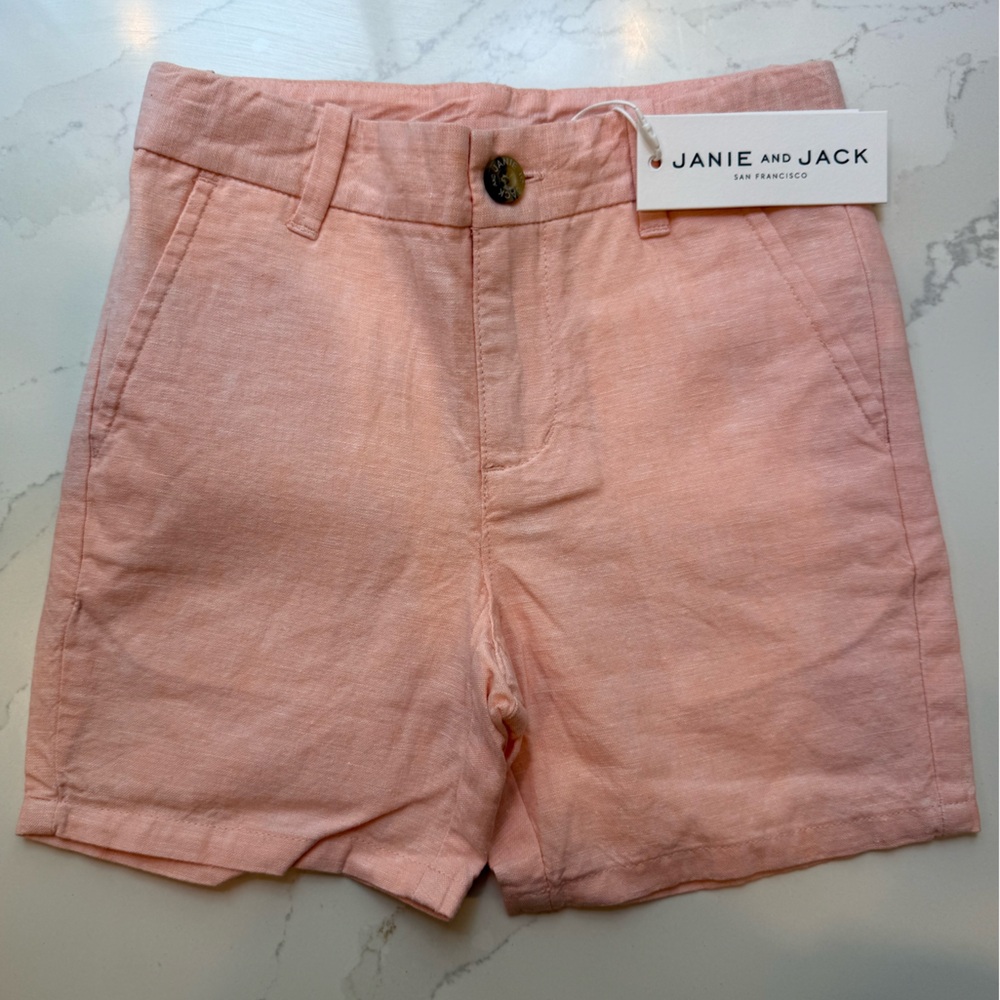 Janie and Jack Boys Linen Shorts NWT coral 3T